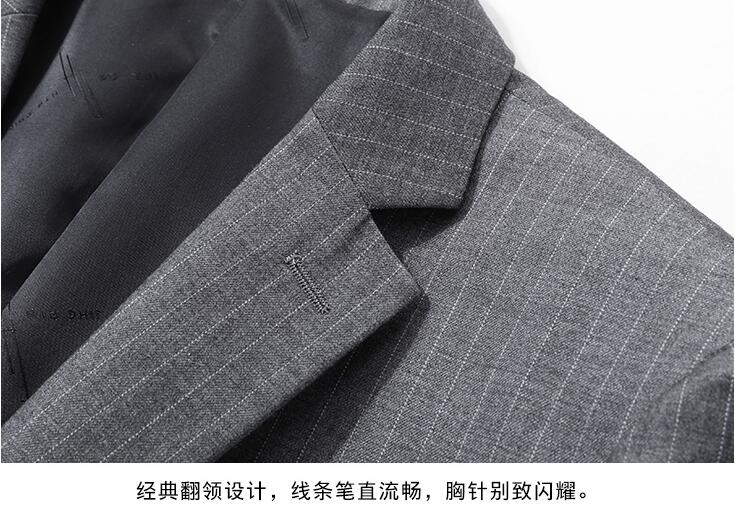 男士灰色羊毛高端工服定做細節圖