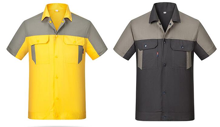 訂制夏季拼色短袖工作服MZN-G07款 設計款式圖