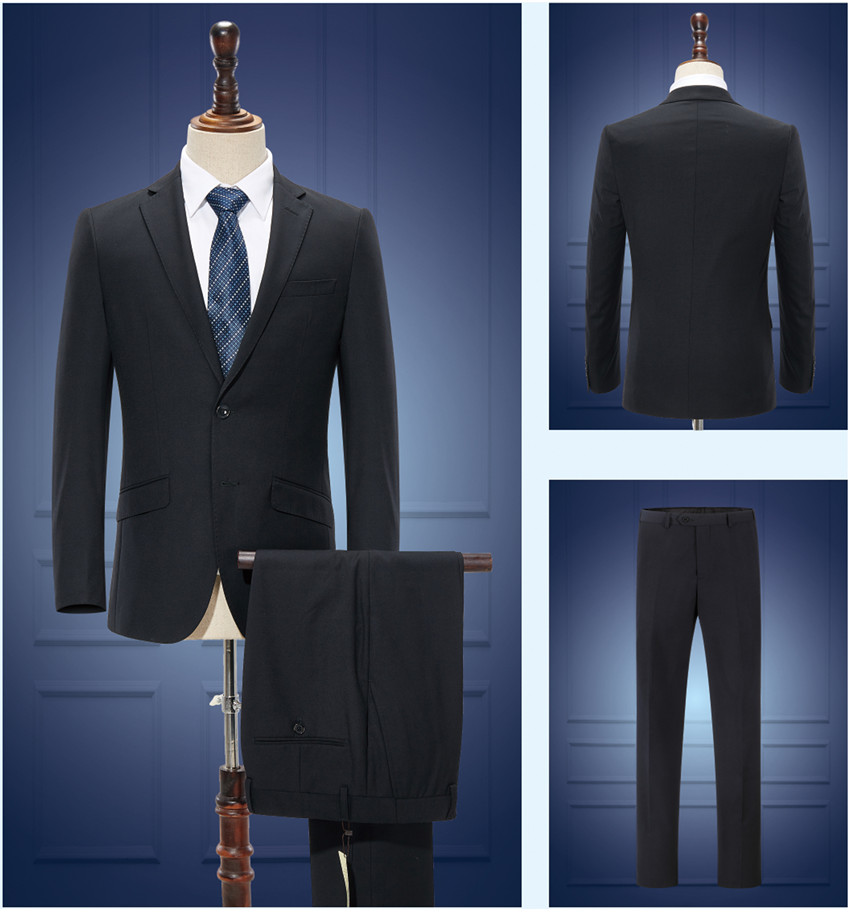 定制黑色商務(wù)男士職業(yè)裝款式圖