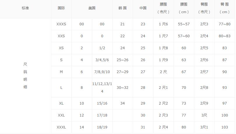 襯衫尺碼對照表男士